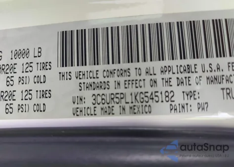 2019 Ram 2500 Longhorn 4X4 6'4 Box из США, поврежденный, VIN 3C6UR5PL1KG545182